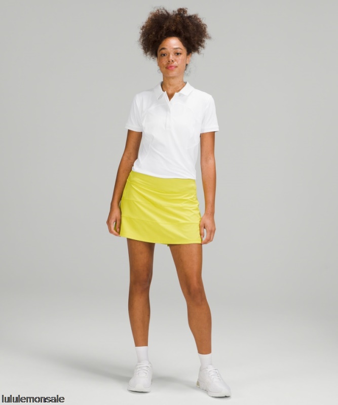 Lululemon Damen DELULU288 | Schnell Trocknendes Kurzarm Poloshirt Weiß